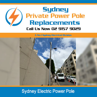 Electric power pole replacement in Sydney urban street using crane and bucket truck