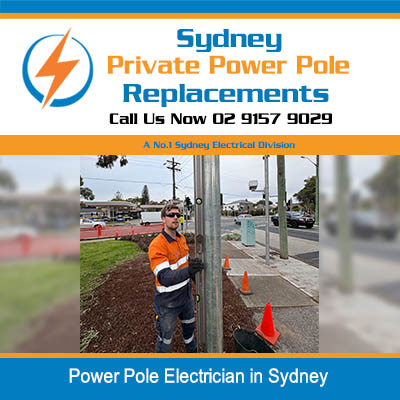 Licensed electrician performing power pole maintenance with safety protocols in Sydney