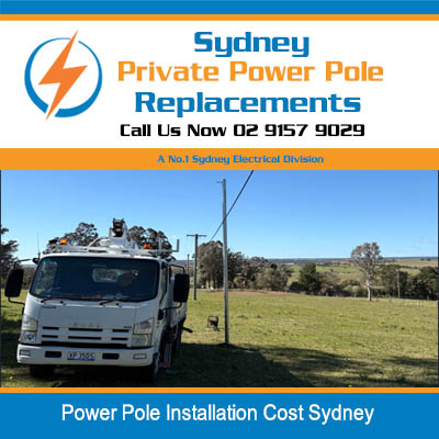 Sydney power pole installation pricing with elevated work platform and utility vehicle