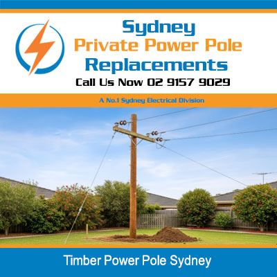 Timber power pole in Sydney rural property with electrical transformer and connections